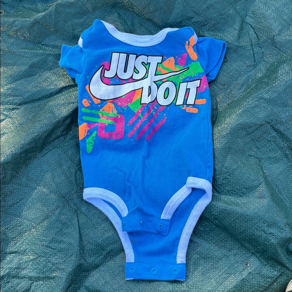 Nike Bright Blue Baby Onesie with Graphic Print